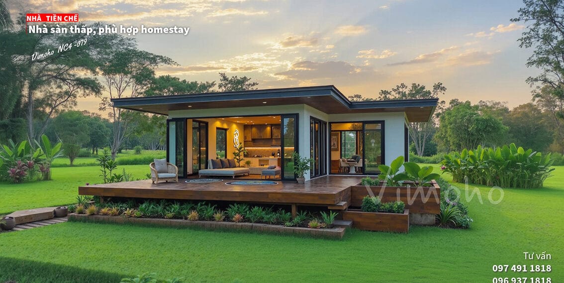Nhà tiền chế, nhà bungalow, homestay đẹp, nhà lắp ghép đẹp