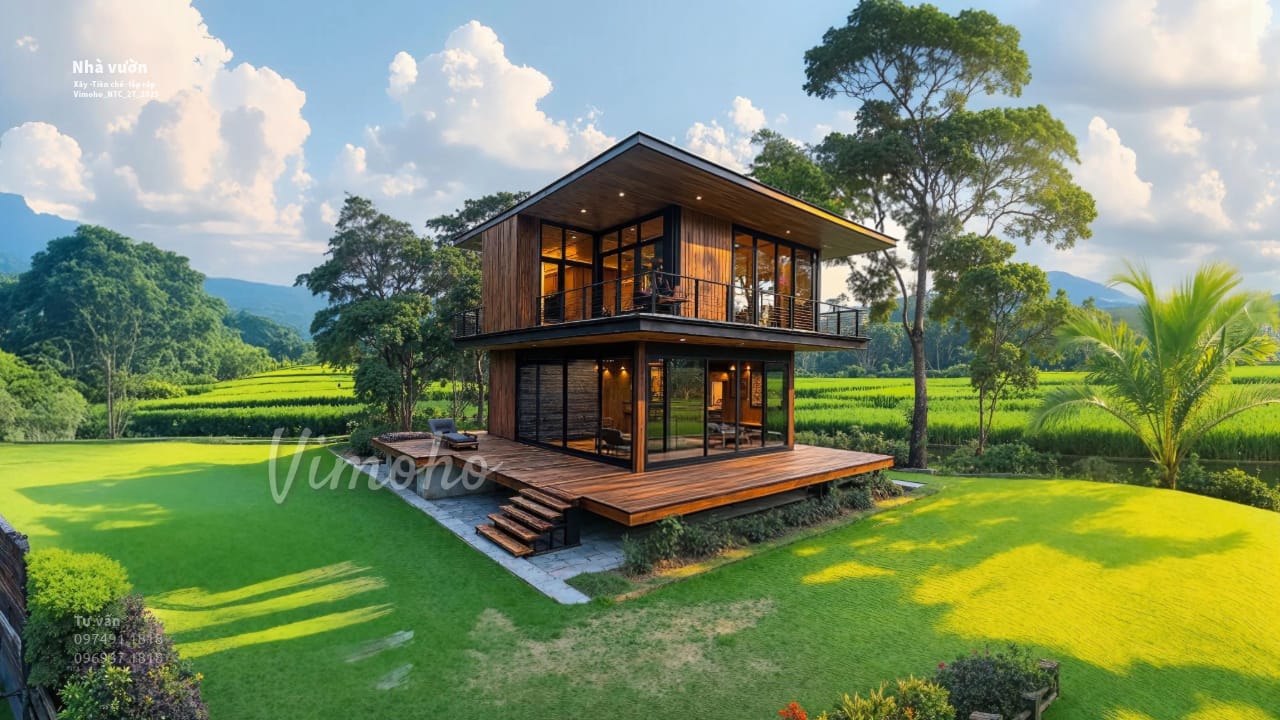 Nhà tiền chế nhà sàn đẹp
